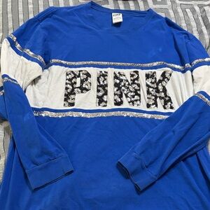 Victoria's Secret Blue and White Long Sleeve Tee